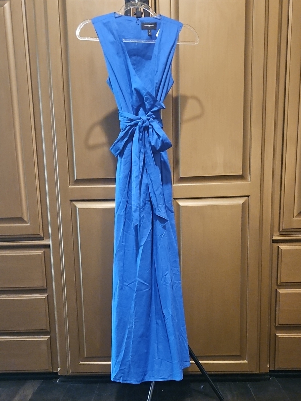 Banana Republic Cobalt Blue V-Neck Tie-Waist Maxi Dress